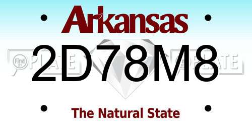 2D78M8 Arkansas License Plate