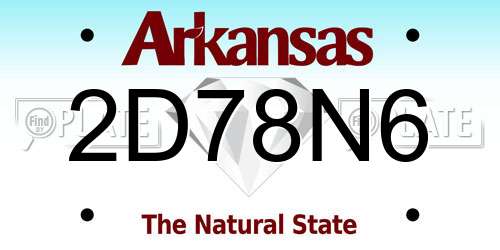 2D78N6 Arkansas License Plate
