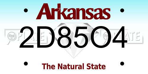 2D85O4 Arkansas License Plate