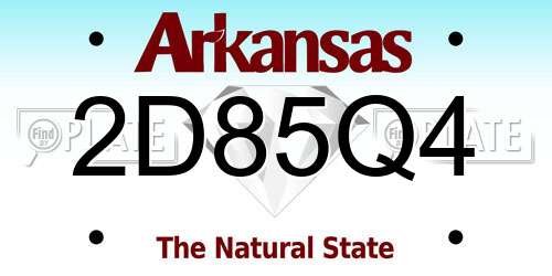 2D85Q4 Arkansas License Plate