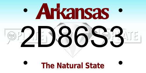 2D86S3 Arkansas License Plate