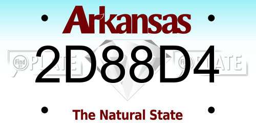 2D88D4 Arkansas License Plate