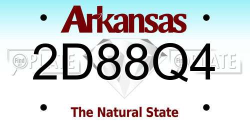 2D88Q4 Arkansas License Plate