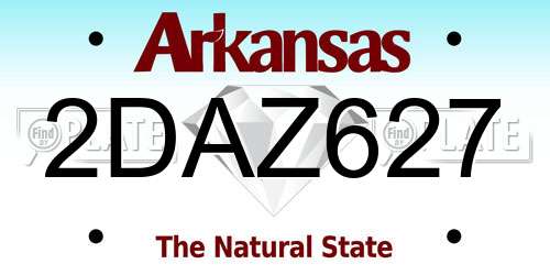 2DAZ627 Arkansas License Plate