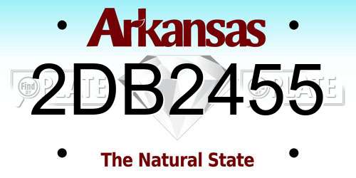 2DB2455 Arkansas License Plate