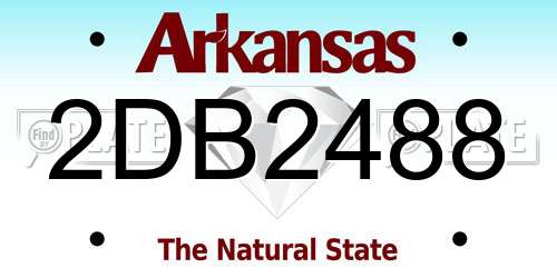 2DB2488 Arkansas License Plate