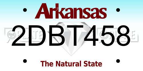 2DBT458 Arkansas License Plate