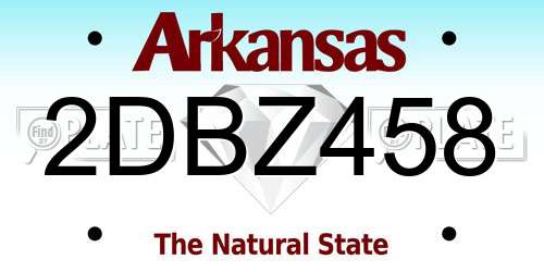 2DBZ458 Arkansas License Plate