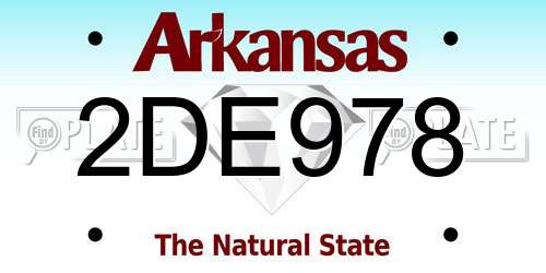 2DE978 Arkansas License Plate