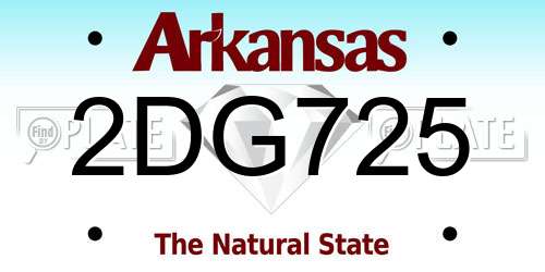 2DG725 Arkansas License Plate