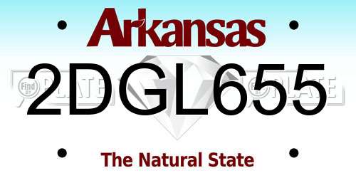 2DGL655 Arkansas License Plate