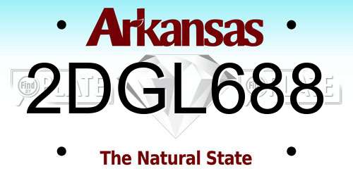 2DGL688 Arkansas License Plate
