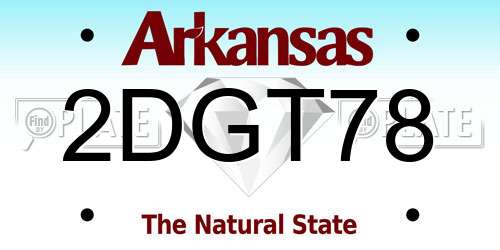 2DGT78 Arkansas License Plate