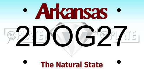 2DOG27 Arkansas License Plate