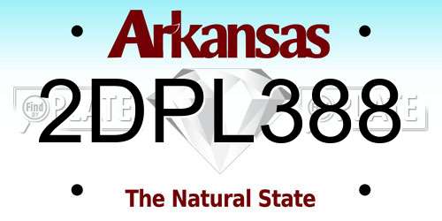 2DPL388 Arkansas License Plate