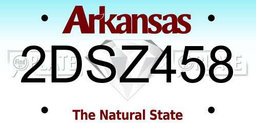 2DSZ458 Arkansas License Plate