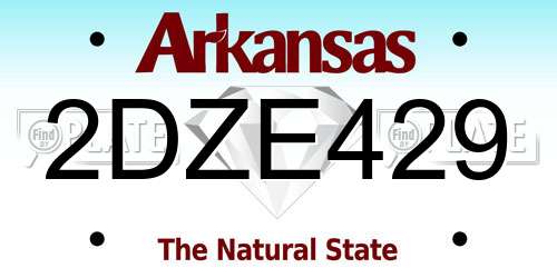 2DZE429 Arkansas License Plate
