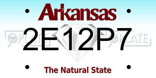 2E12P7 Arkansas License Plate