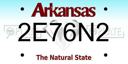 2E76N2 Arkansas License Plate