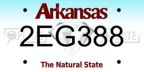 2EG388 Arkansas License Plate