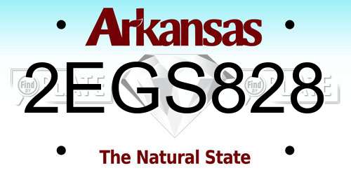 2EGS828 Arkansas License Plate