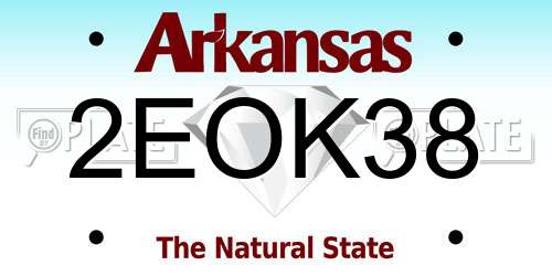 2EOK38 Arkansas License Plate