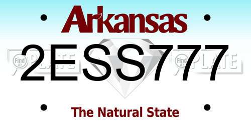 2ESS777 Arkansas License Plate