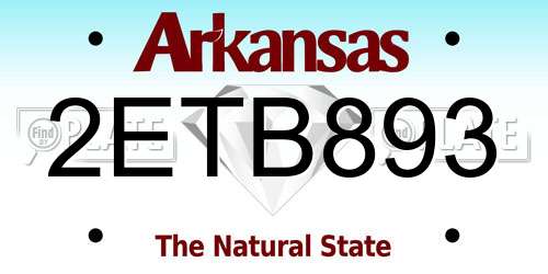 2ETB893 Arkansas License Plate