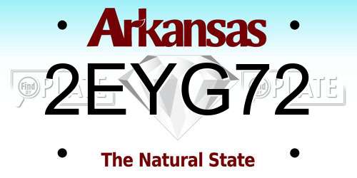 2EYG72 Arkansas License Plate