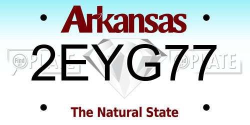2EYG77 Arkansas License Plate