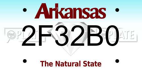 2F32B0 Arkansas License Plate