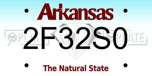 2F32S0 Arkansas License Plate