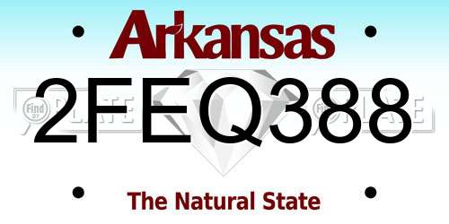 2FEQ388 Arkansas License Plate