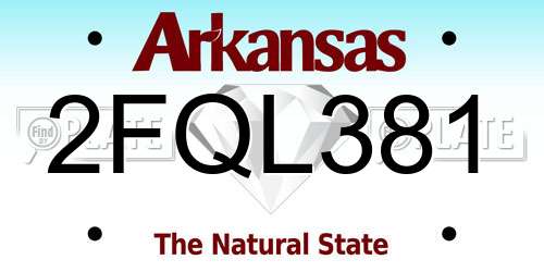 2FQL381 Arkansas License Plate