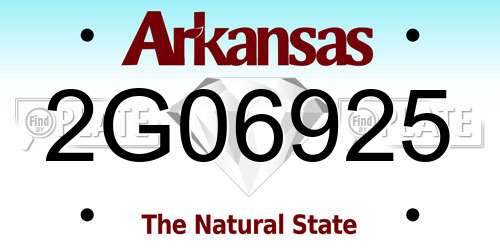 2G06925 Arkansas License Plate