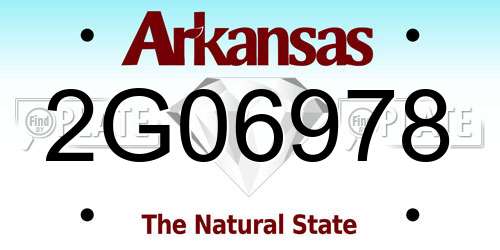 2G06978 Arkansas License Plate