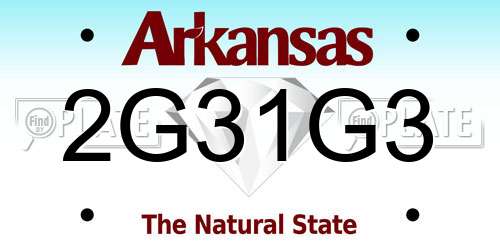 2G31G3 Arkansas License Plate
