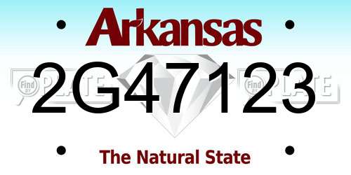 2G47123 Arkansas License Plate