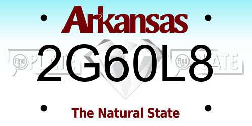 2G60L8 Arkansas License Plate