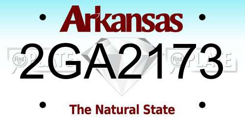2GA2173 Arkansas License Plate
