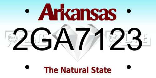2GA7123 Arkansas License Plate