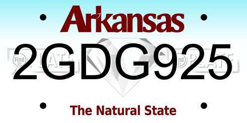 2GDG925 Arkansas License Plate