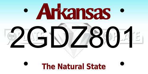 2GDZ801 Arkansas License Plate