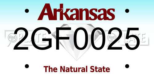 2GF0025 Arkansas License Plate