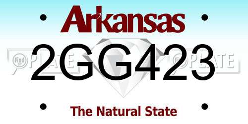 2GG423 Arkansas License Plate