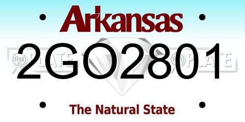 2GO2801 Arkansas License Plate