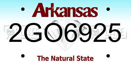 2GO6925 Arkansas License Plate