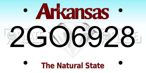 2GO6928 Arkansas License Plate
