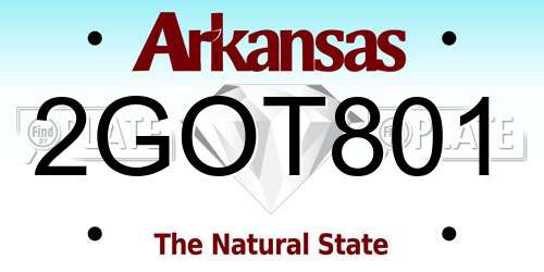 2GOT801 Arkansas License Plate
