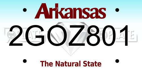 2GOZ801 Arkansas License Plate